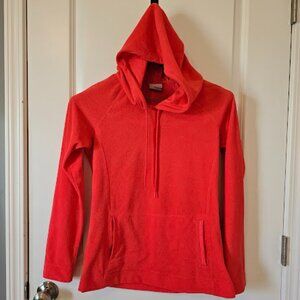 Pinkish-Salmon colored Columbia pullover fleece with hood, size small